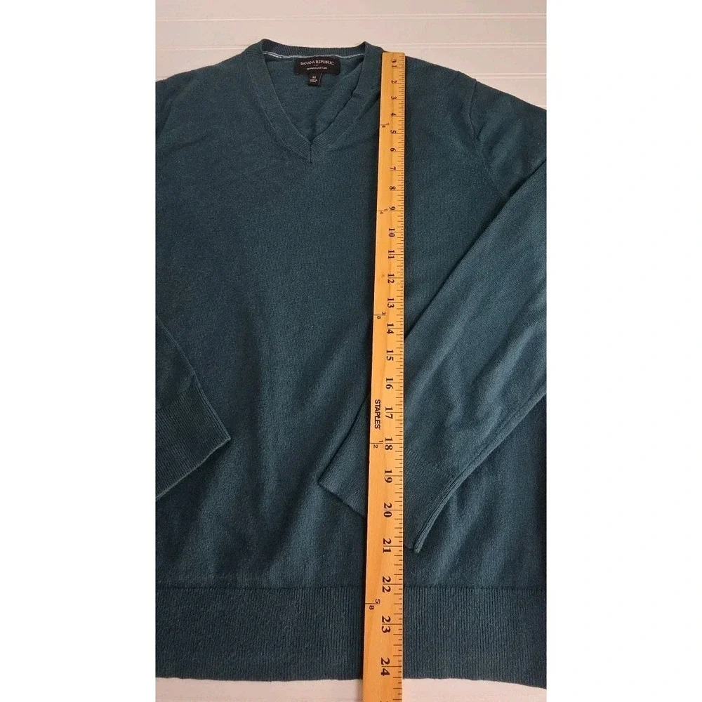 Banana Republic Premium Luxe Yarn Silk Cashmere V Neck Sweater Teal Blue Men's M